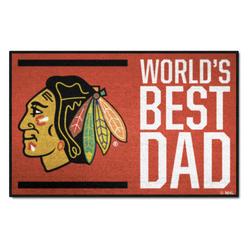 Fanmats 31150 19 x 30 in. Chicago Blackhawks Worlds Best Dad Starter Mat Accent Rug&#44; Black