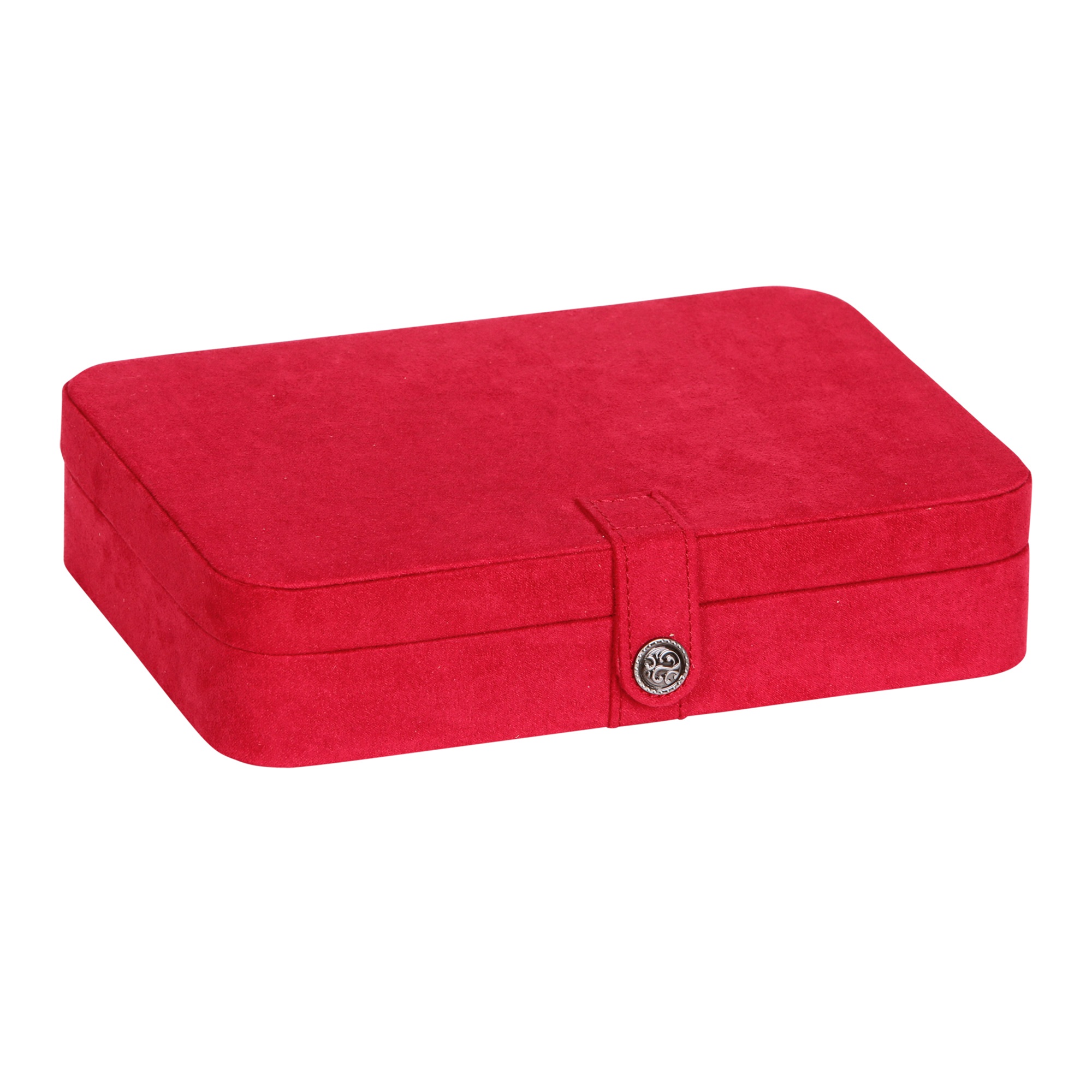 Mele and Co Maria Plush Fabric Jewelry Box with Twenty-Four Sections in Red