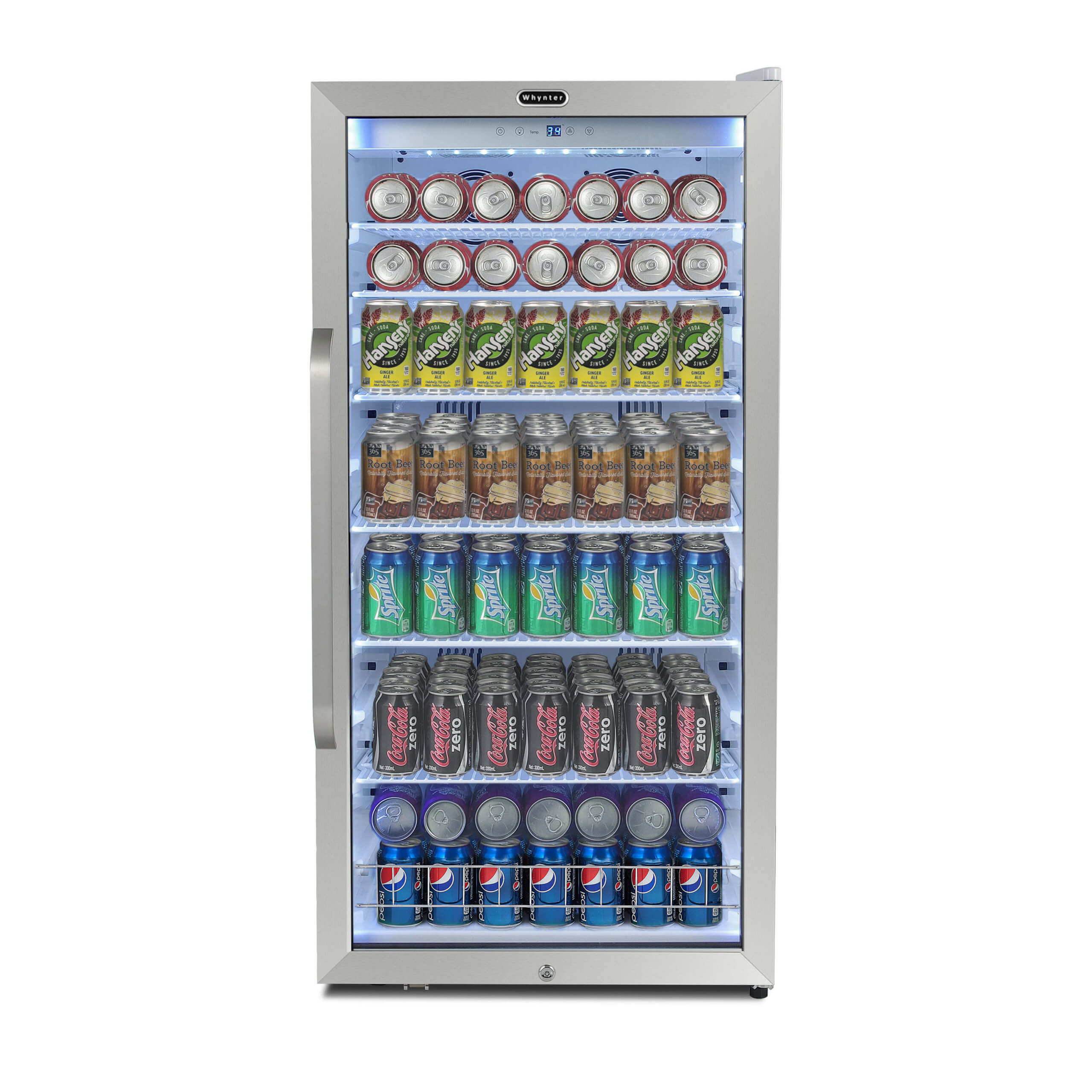Whynter Freestanding 10.6 cu. ft. Stainless Steel Commercial Beverage Merchandiser with Superlit Door and Lock -White