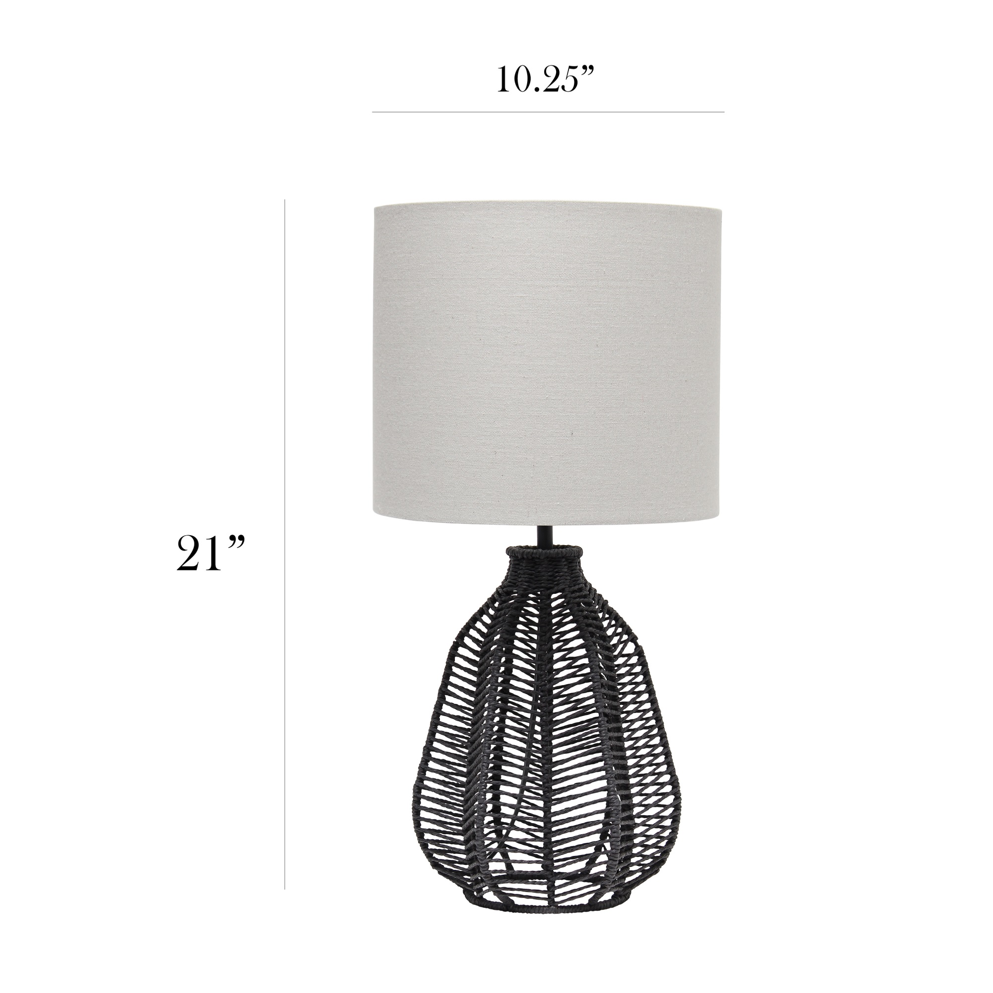 Elegant Designs 21" Tall Boho Coastal Inspired Rustic Paper Rope Rattan Wicker Look Standard Table Desk Nightstand Lamp with L