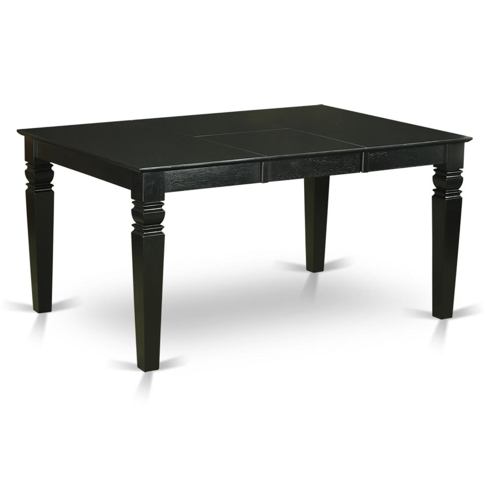 East West Furniture WEAB7-BLK-06 7Pc Rectangular 42/60" Dinette Table With 18 In Leaf And 6 Parson Chair With Black Leg And Linen Fabric Shitake