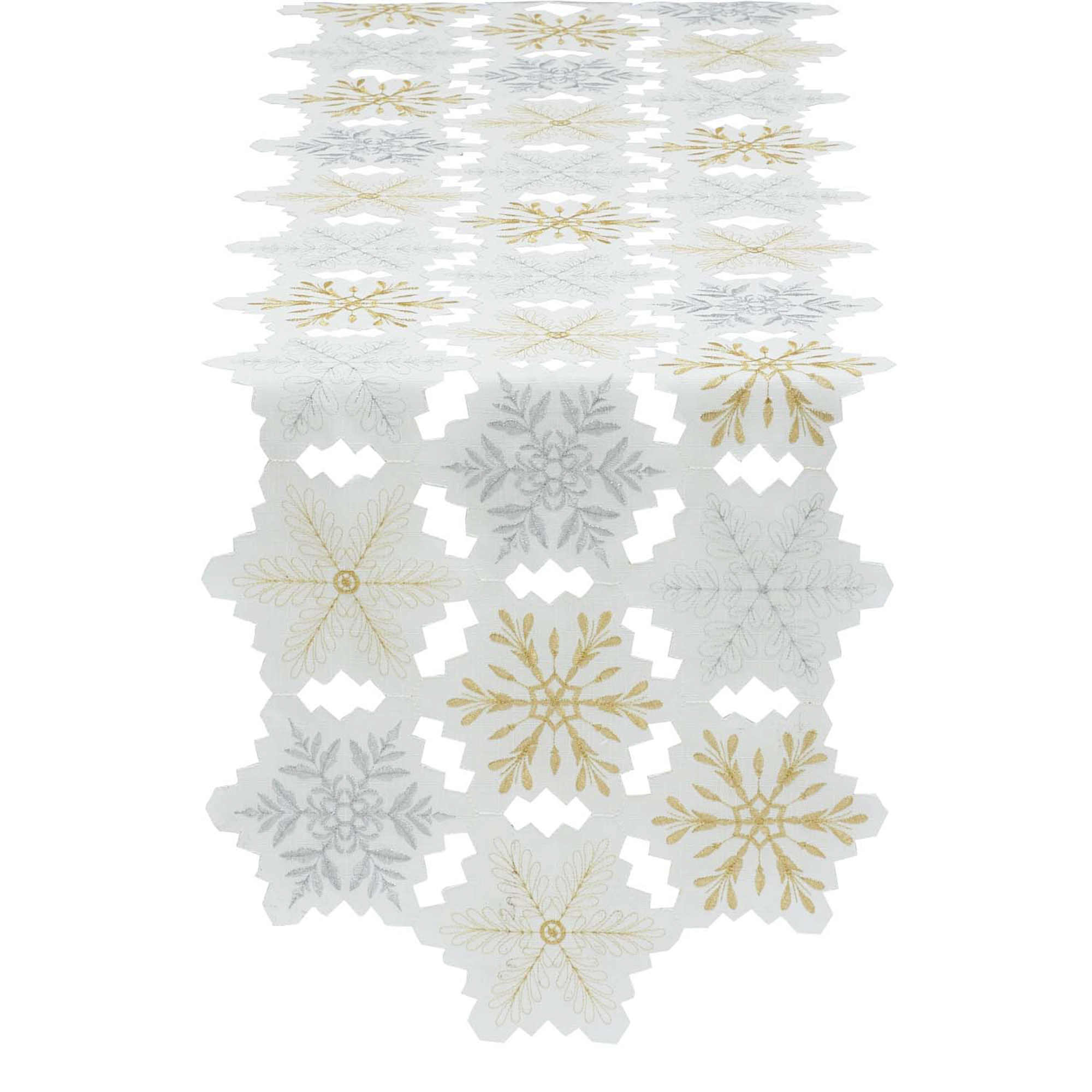 Design Imports DII Embroidered Snowflakes Table Runner