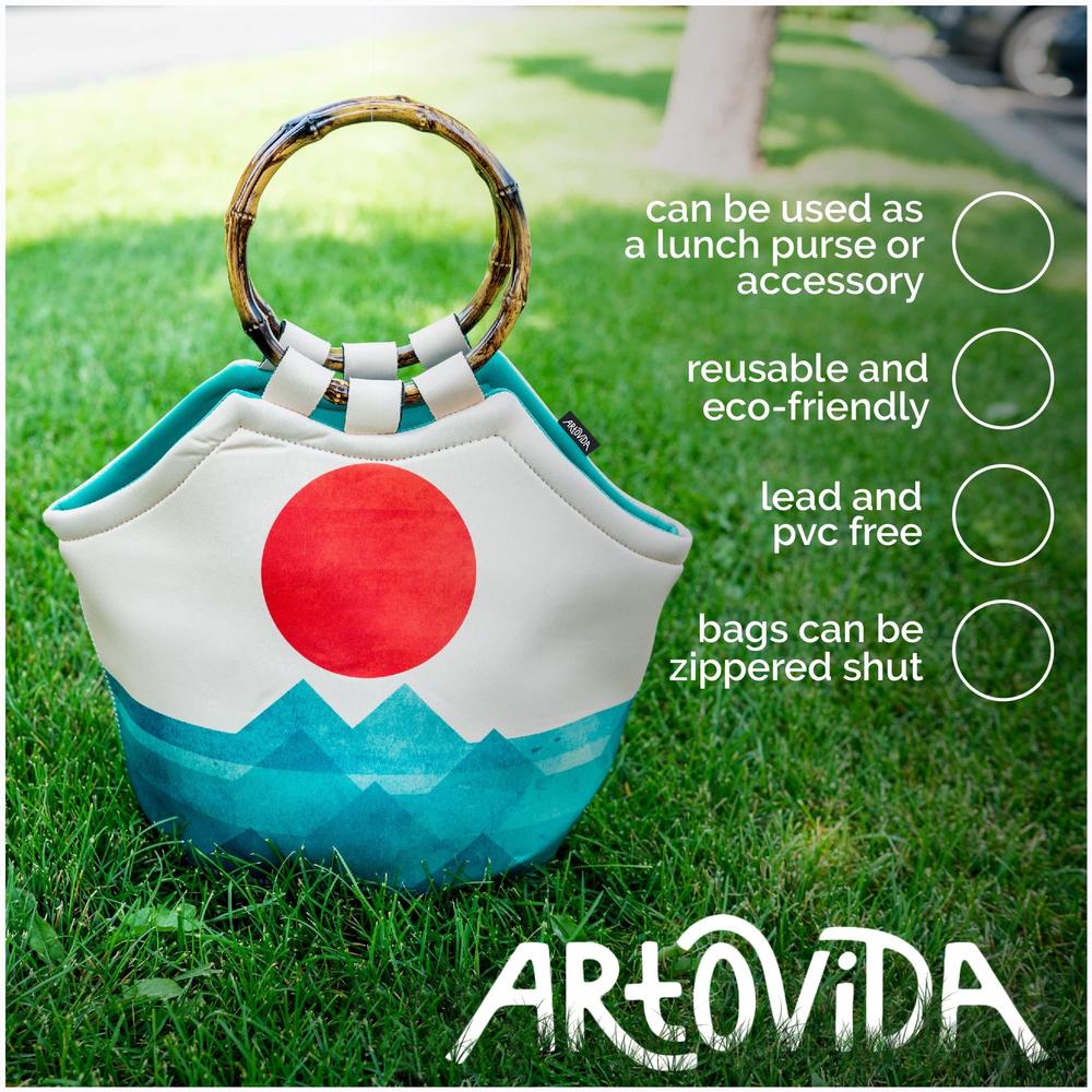 ARTOVIDA Artists Collective Lunch Purse | 11 x 15 x 6 Inches Large Reusable Insulated Lunch Tote with Inside Pocket
