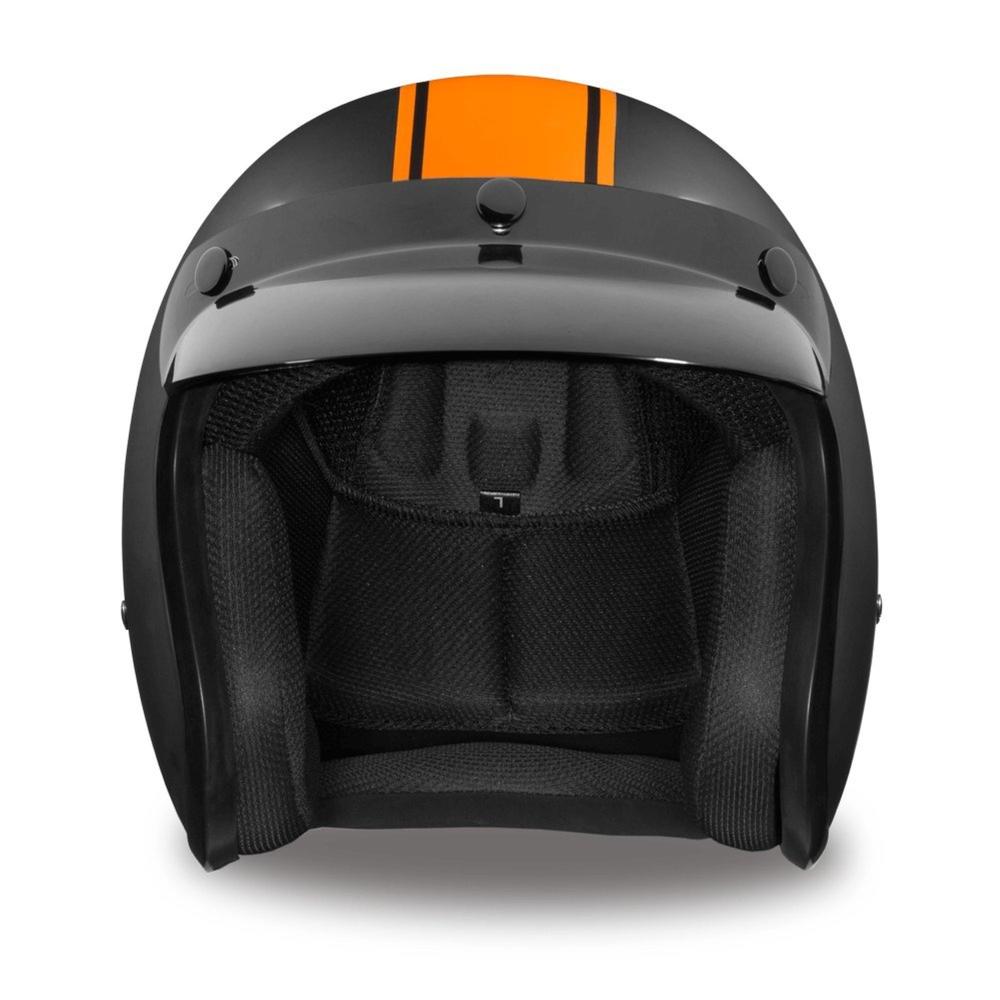 Daytona Helmets &#34;Leading The Way In Quality Headgear&#34; Daytona Helmets 3/4 Shell Open Face Motorcycle Helmet - DOT Approved [Orange Pin Stripe] [XL]