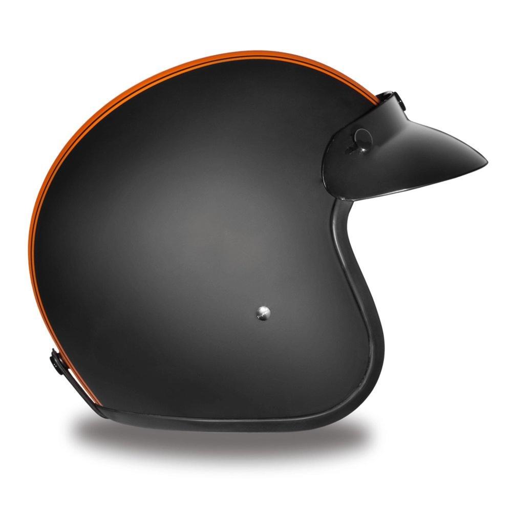 Daytona Helmets &#34;Leading The Way In Quality Headgear&#34; Daytona Helmets 3/4 Shell Open Face Motorcycle Helmet - DOT Approved [Orange Pin Stripe] [XL]