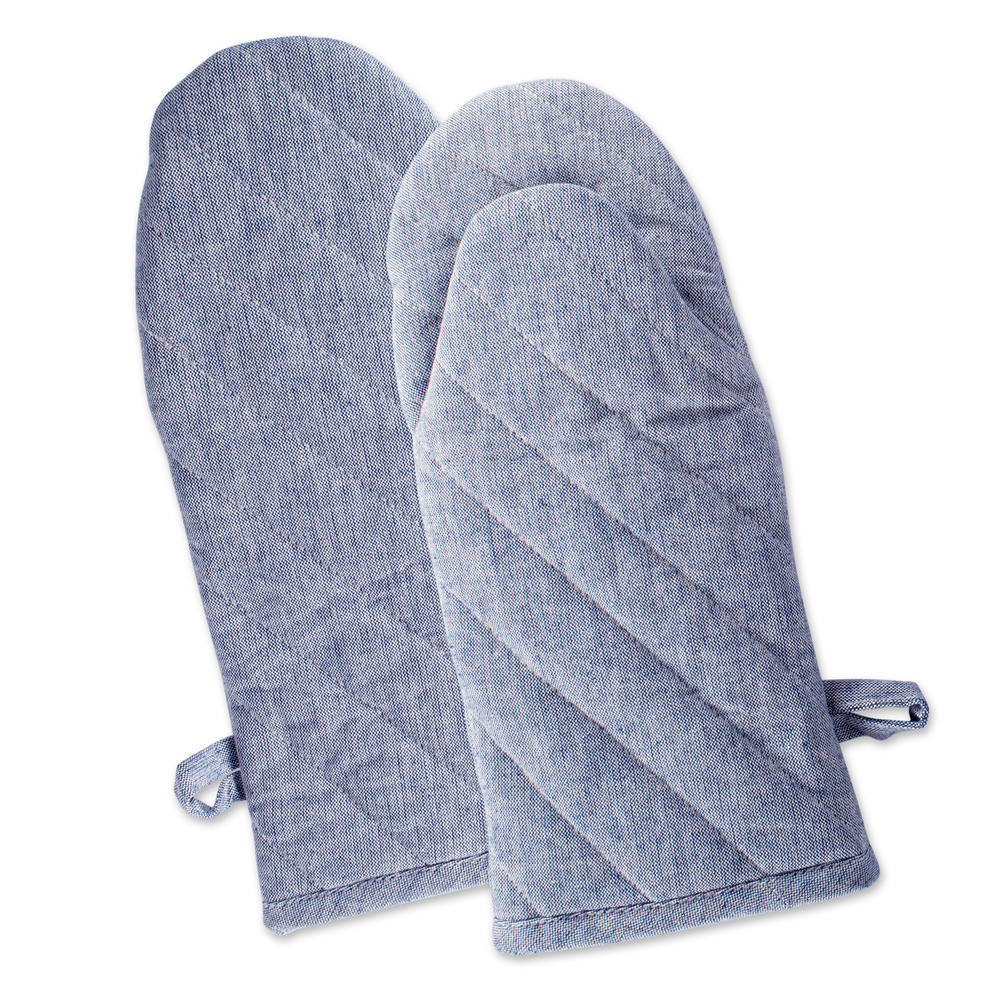 Design Imports DII Blue Solid Chambray Oven Mitt (Set of 2)