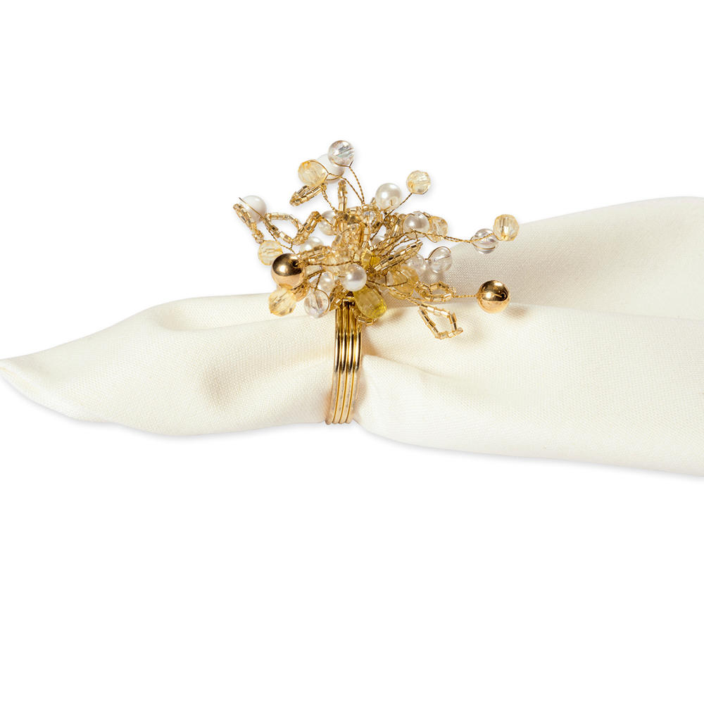 Design Imports Dii Gold Multi Bead Napkin Ring (Set Of 6)