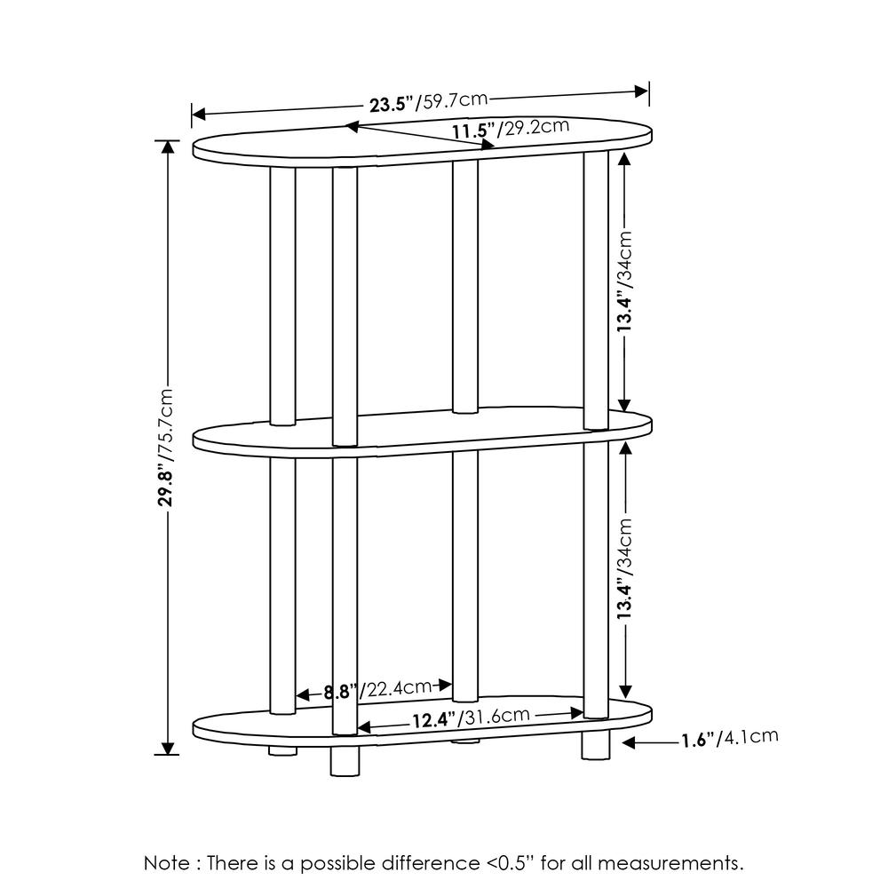 Lilola Home Furinno Turn-N-Tube No Tools 3-Tier Modern Oval Side Display Rack, Bauhaus Oak/Beige