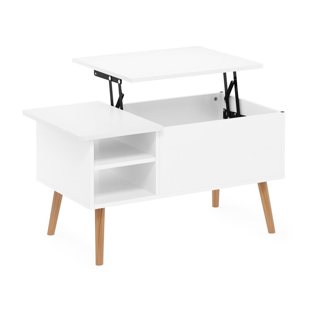 Christian Ulbricht Furinno Jensen Lift Top Coffee Table With Wooden Leg, Solid White