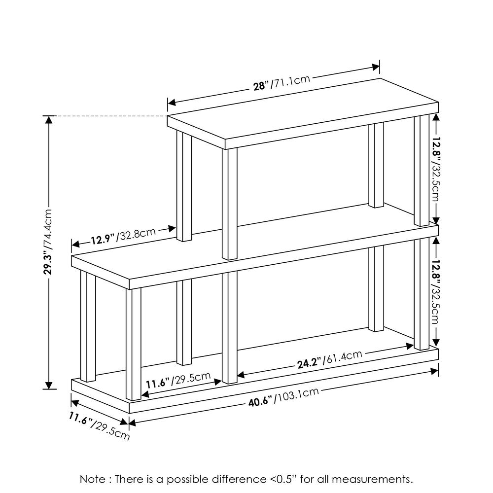 Rustic Farmhouse Furinno Turn-N-Tube No Tools 3-Tier Ladder Decorative Display Shelf, Americano/Black