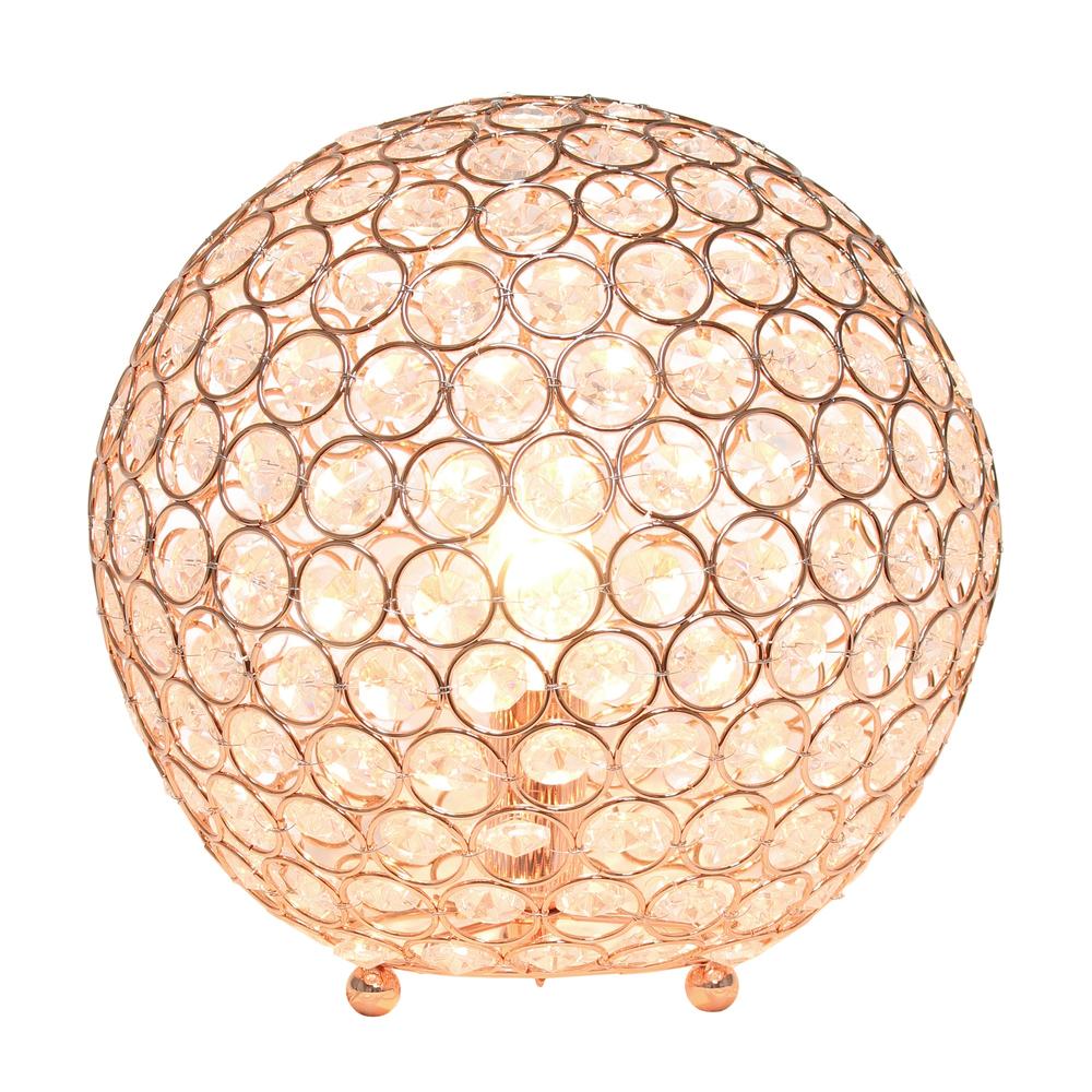 Lalia Home Elipse Medium 10" Contemporary Metal Crystal Round Sphere Glamourous Orb Table Lamp for Living Room, Bedroom, Entry