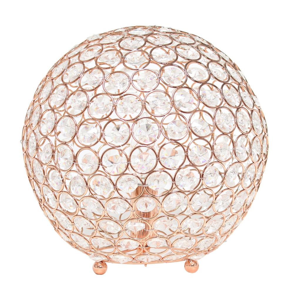 Lalia Home Elipse Medium 10" Contemporary Metal Crystal Round Sphere Glamourous Orb Table Lamp for Living Room, Bedroom, Entry