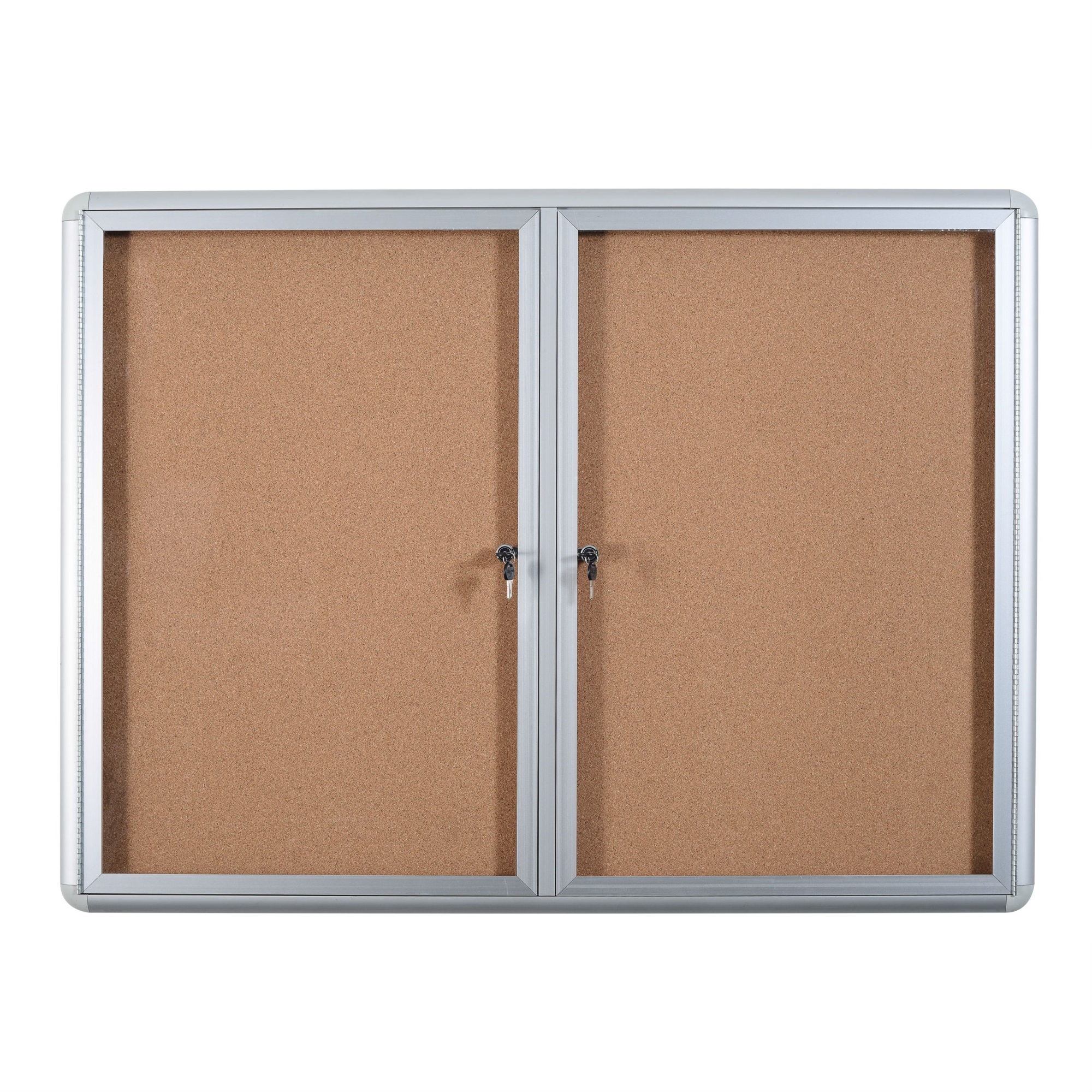 Mastervision Cork Bulletin Enclosed Cabinet, Two Swing Doors