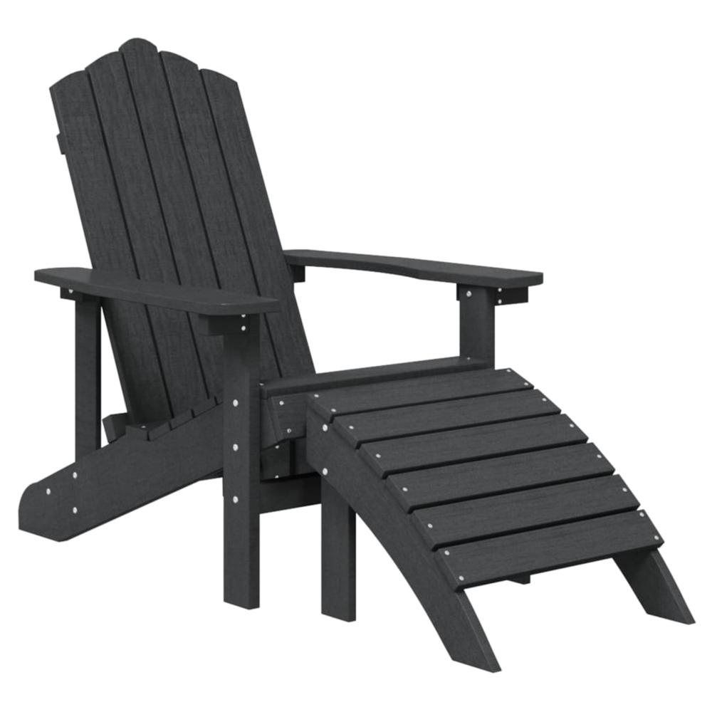 vidaXL Patio Adirondack Chairs with Footstool & Table HDPE Anthracite Anthracite