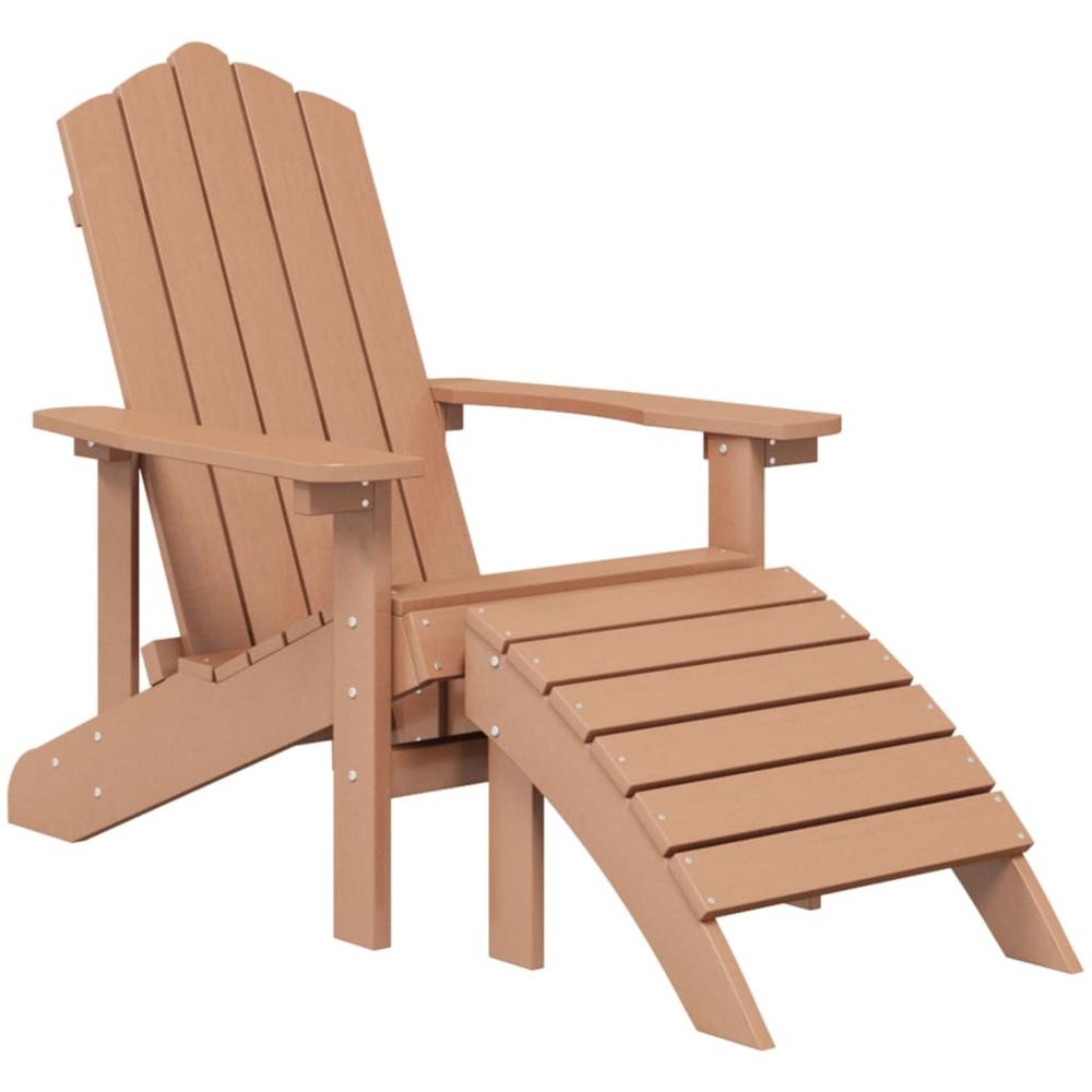 vidaXL Patio Adirondack Chairs with Footstool & Table HDPE Brown Brown