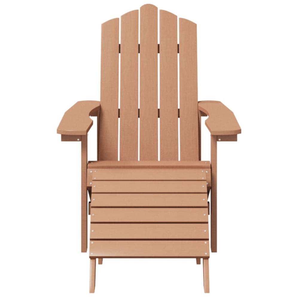 vidaXL Patio Adirondack Chairs with Footstool & Table HDPE Brown Brown