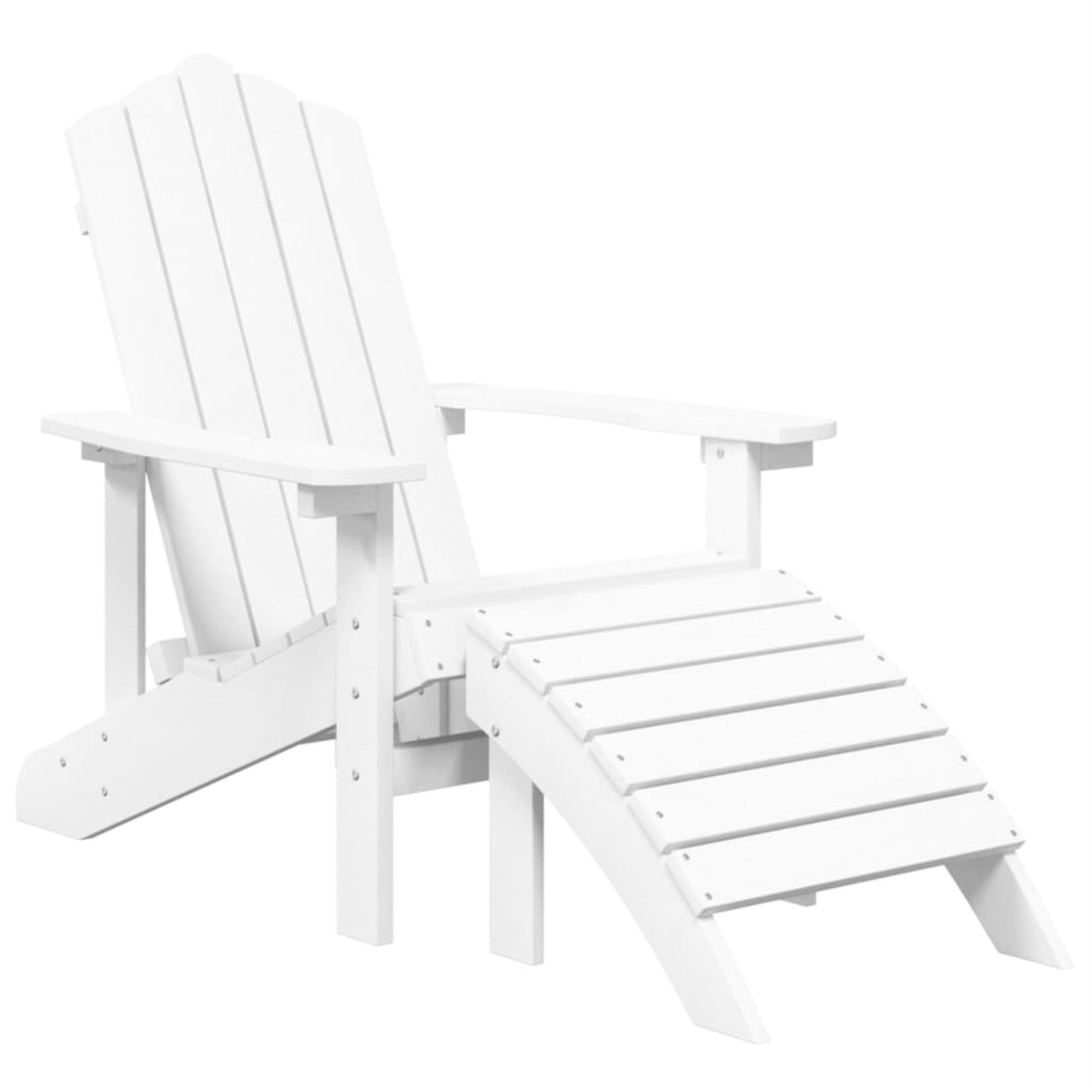 vidaXL Patio Adirondack Chairs with Footstool & Table HDPE White White