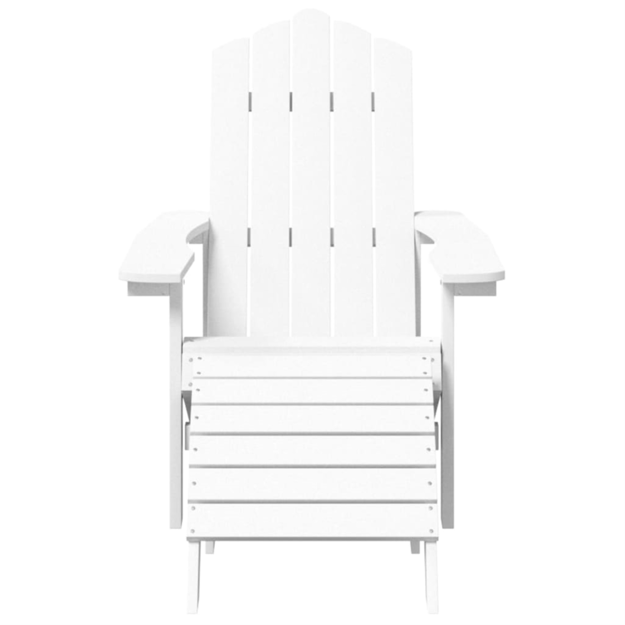 vidaXL Patio Adirondack Chairs with Footstool & Table HDPE White White