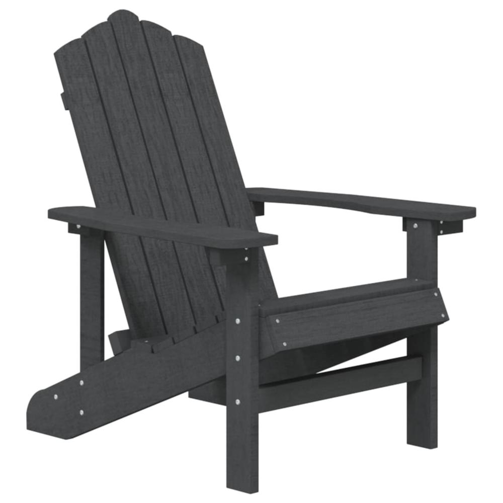 vidaXL Patio Adirondack Chairs with Table HDPE Anthracite Anthracite
