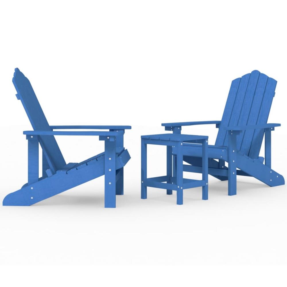 vidaXL Patio Adirondack Chairs with Table HDPE Aqua Blue Blue