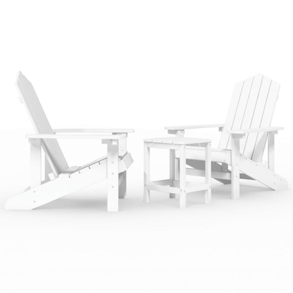 vidaXL Patio Adirondack Chairs with Table HDPE White White