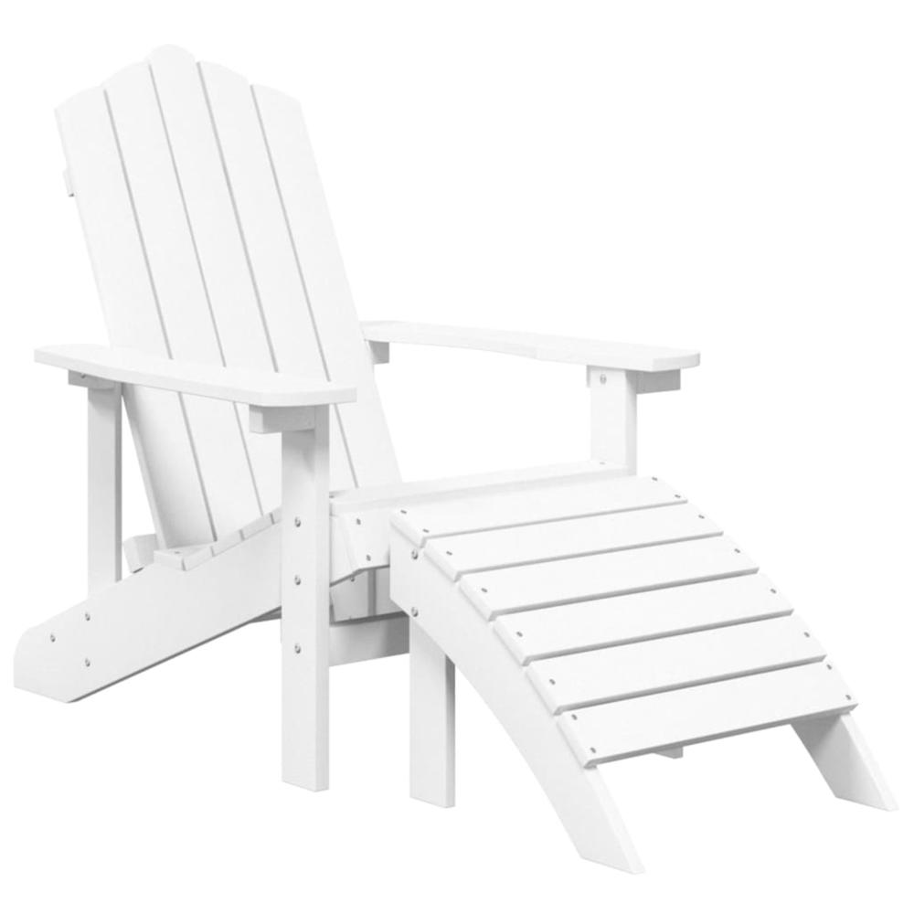 vidaXL Patio Adirondack Chairs 2 pcs with Footstools HDPE White White