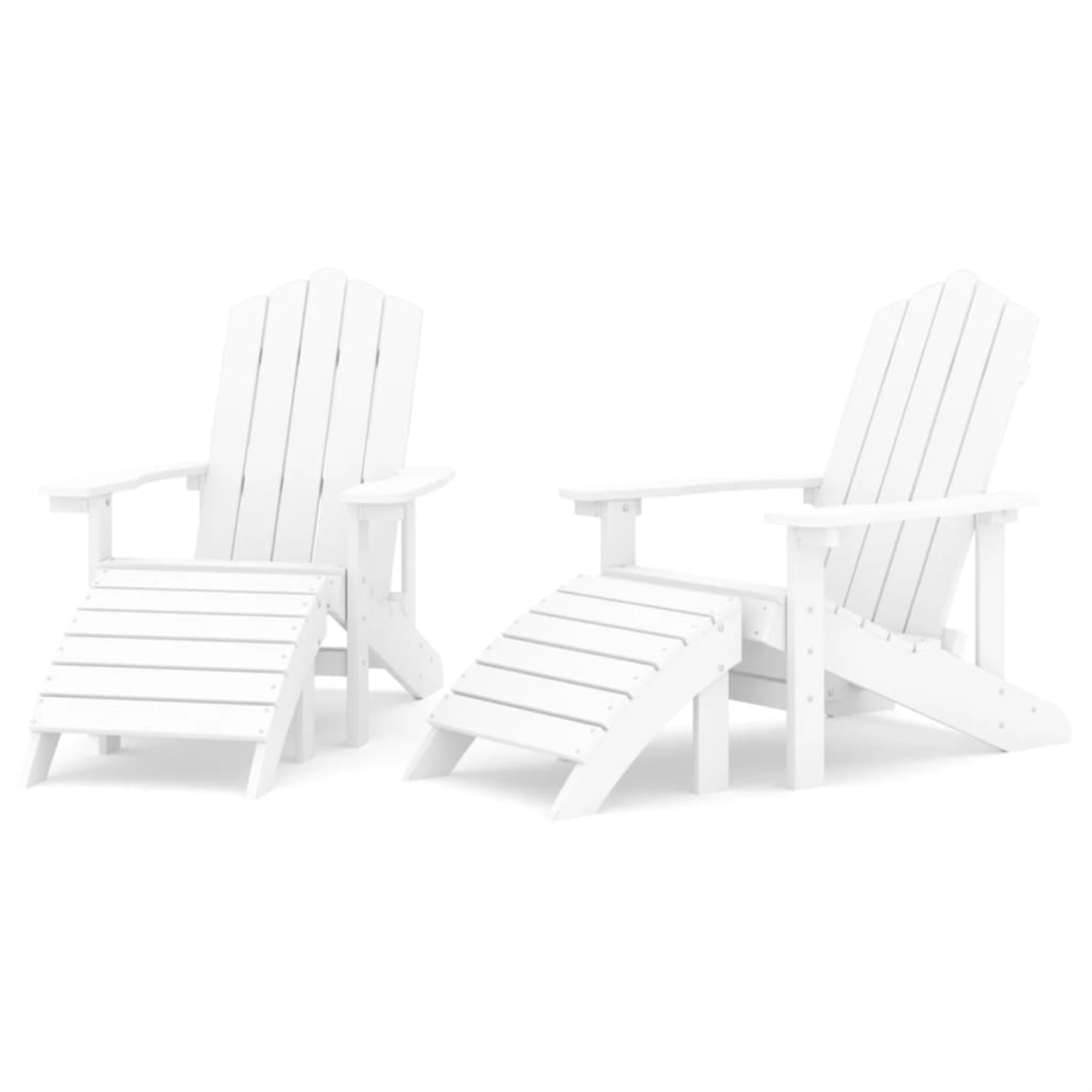 vidaXL Patio Adirondack Chairs 2 pcs with Footstools HDPE White White