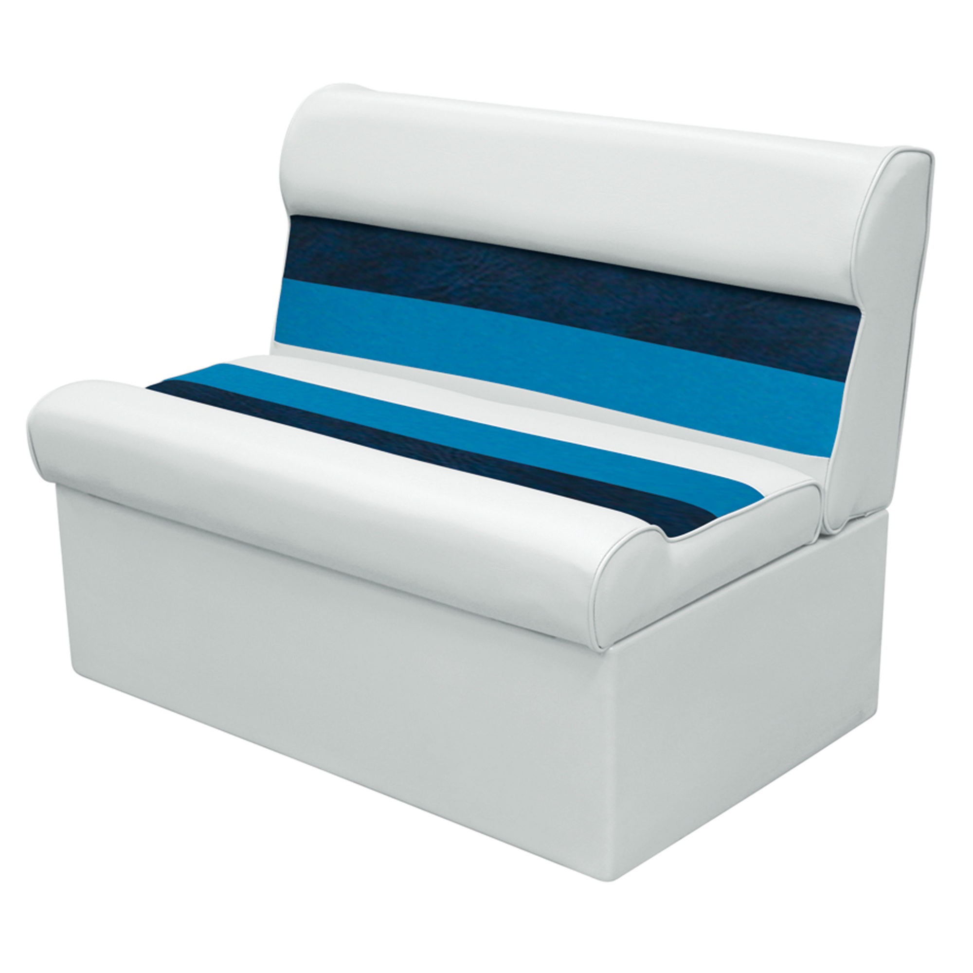 Wise 8WD100-1008 Deluxe Pontoon Bench and Base - White/Navy/Blue