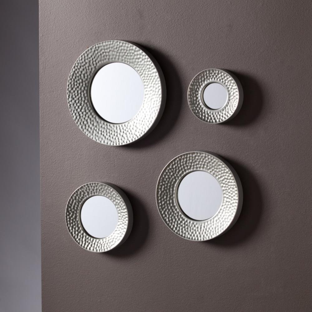 Ergode Silver Sphere Wall Mirror 4pc Set- Hammered Silver