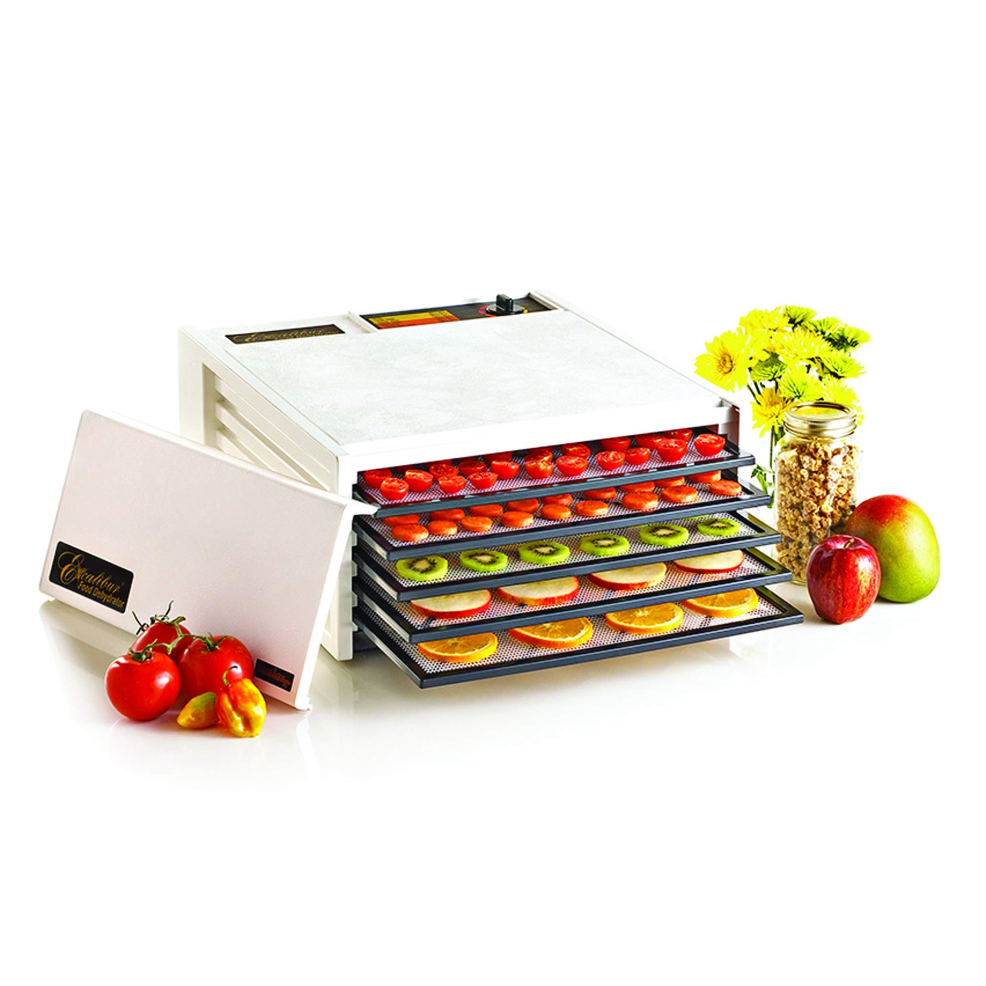 Excalibur 3500W 5 Tray Solid Door Electric Food Dehydrator White