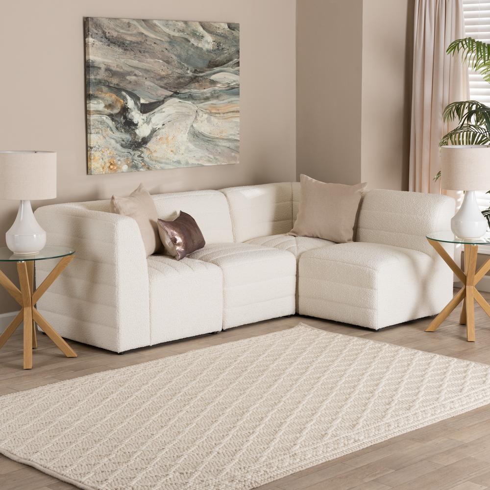 Baxton Studio Maya Modern White Boucle Fabric 4-Piece Modular Sectional Sofa