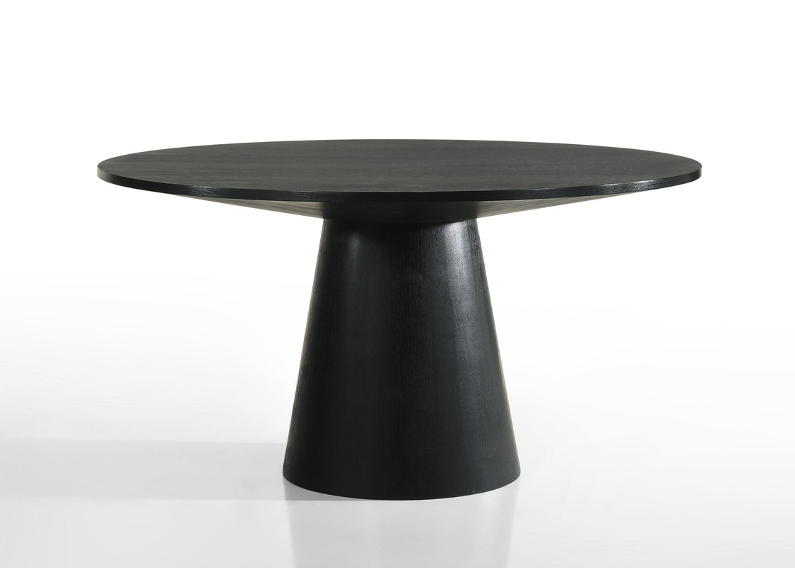 Lilola Home Jasper Ebony Black 59" Wide Contemporary Round Dining Table