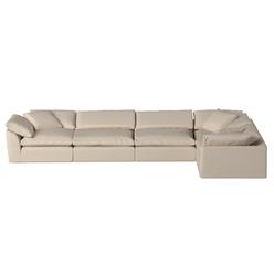 Sunset Trading Puff Collection 5PC Modular L-Shaped Sectional Sofa,176" Deep-Seating Down-Filled Couch, Tan/Beige