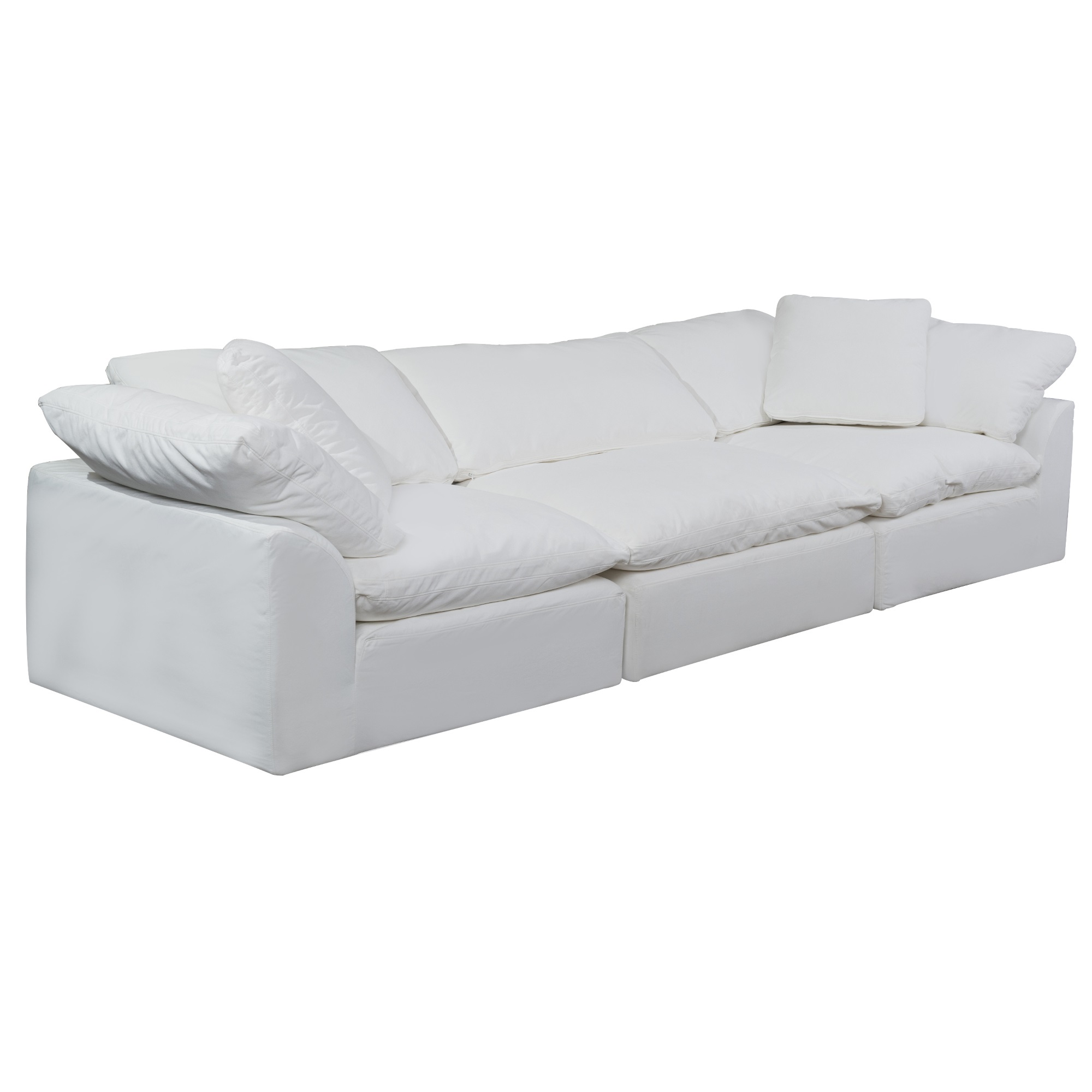 Sunset Trading Puff Collection Slipcover Only for 3PC 132" Sectional Sofa,Modular Couch Fitted Slip Covers, White