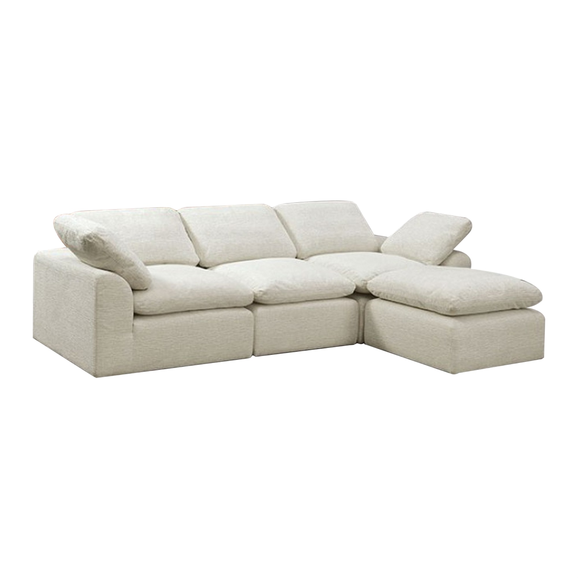 BenJara Sectional with L Shape and Loose Pillow Back, Cream
