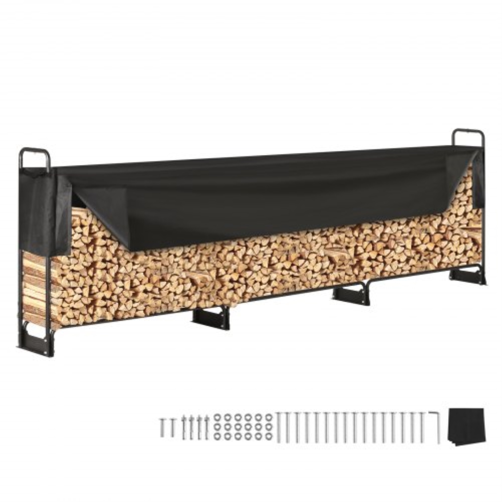 VEVOR 12.7FT Outdoor Firewood Rack with Cover, 152x14.2x46.1in,Heavy