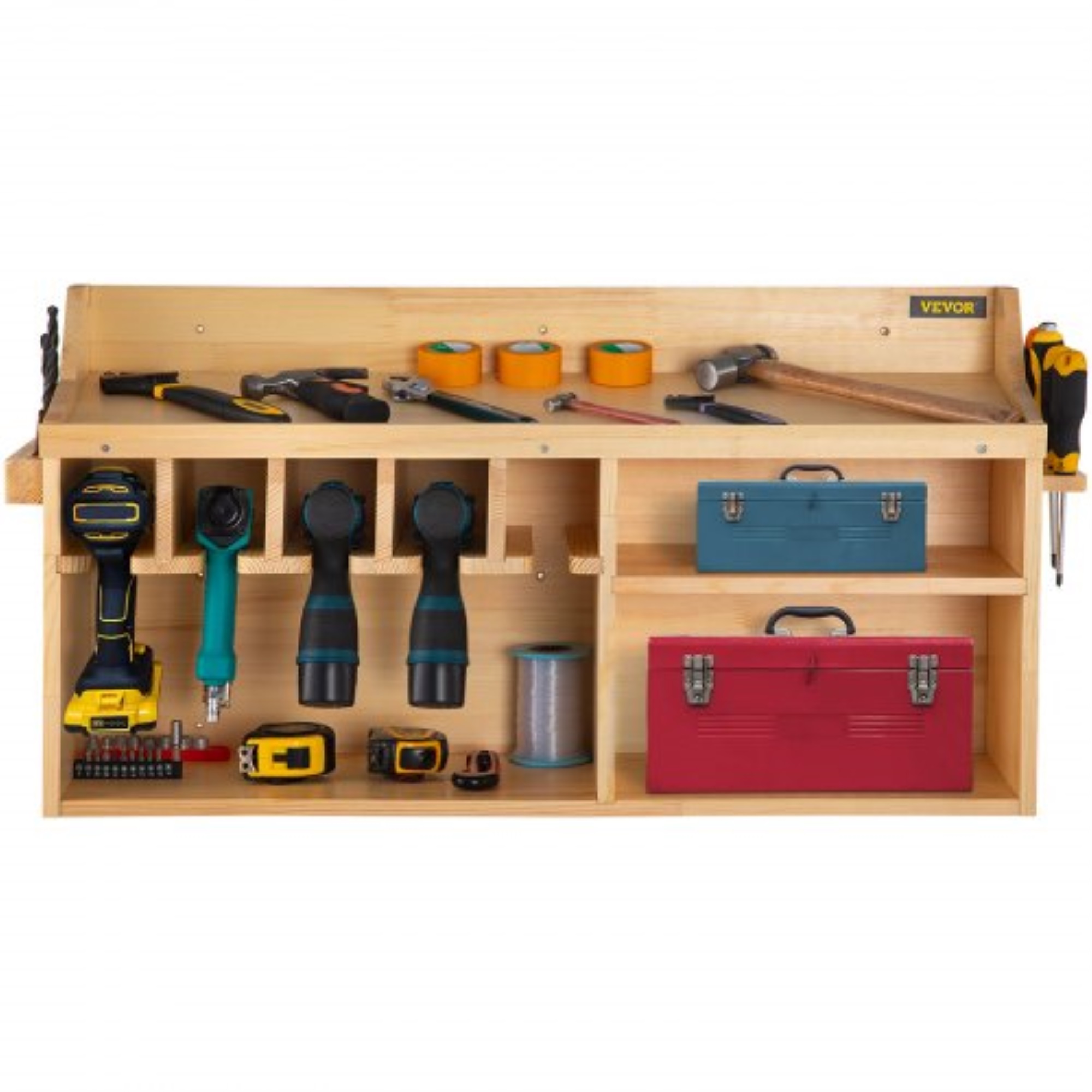 VEVOR Power Tool Organizer, Wall Mount/Benchtop Drill Holder, 5 Hanging