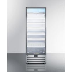 AccuCold Full-size pharmaceutical all-refrigerator with a glass door (left hand door swing), lock, digital thermostat, and a stainless 