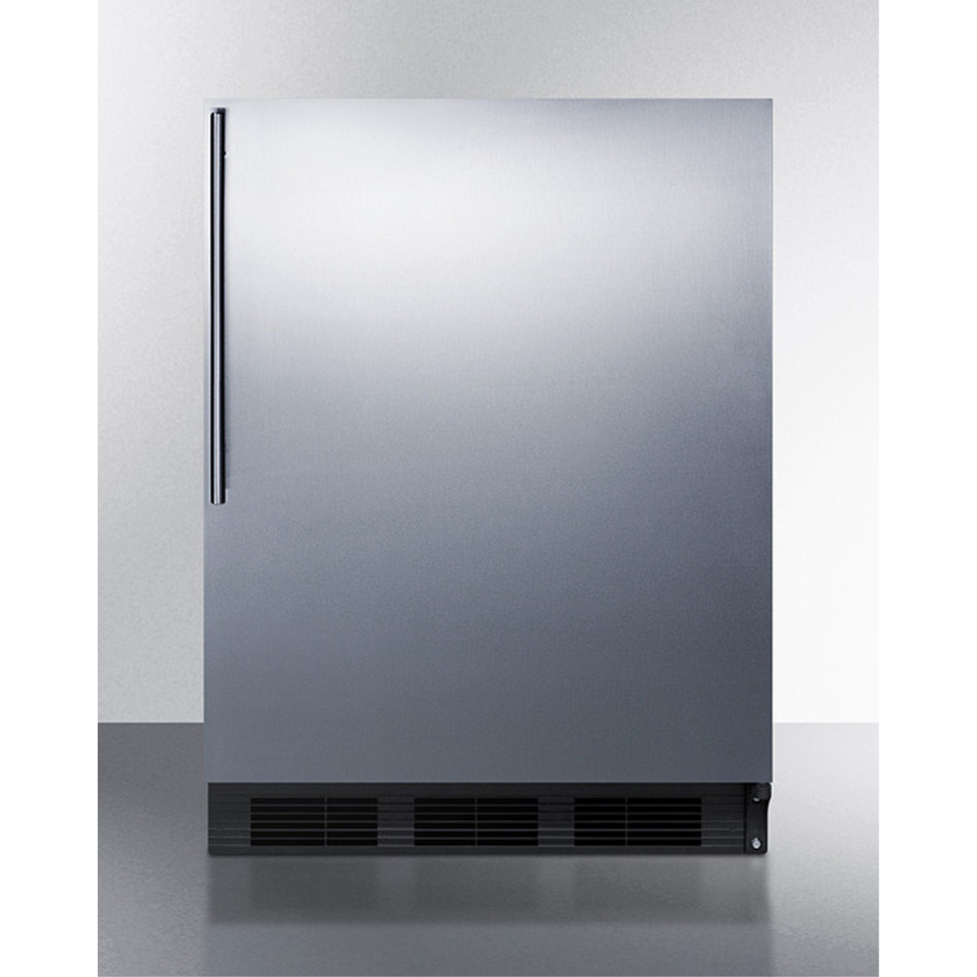 AccuCold ADA compliant all-refrigerator for built-in general purpose use, auto defrost w/stainless steel wrapped door, thin handle, and