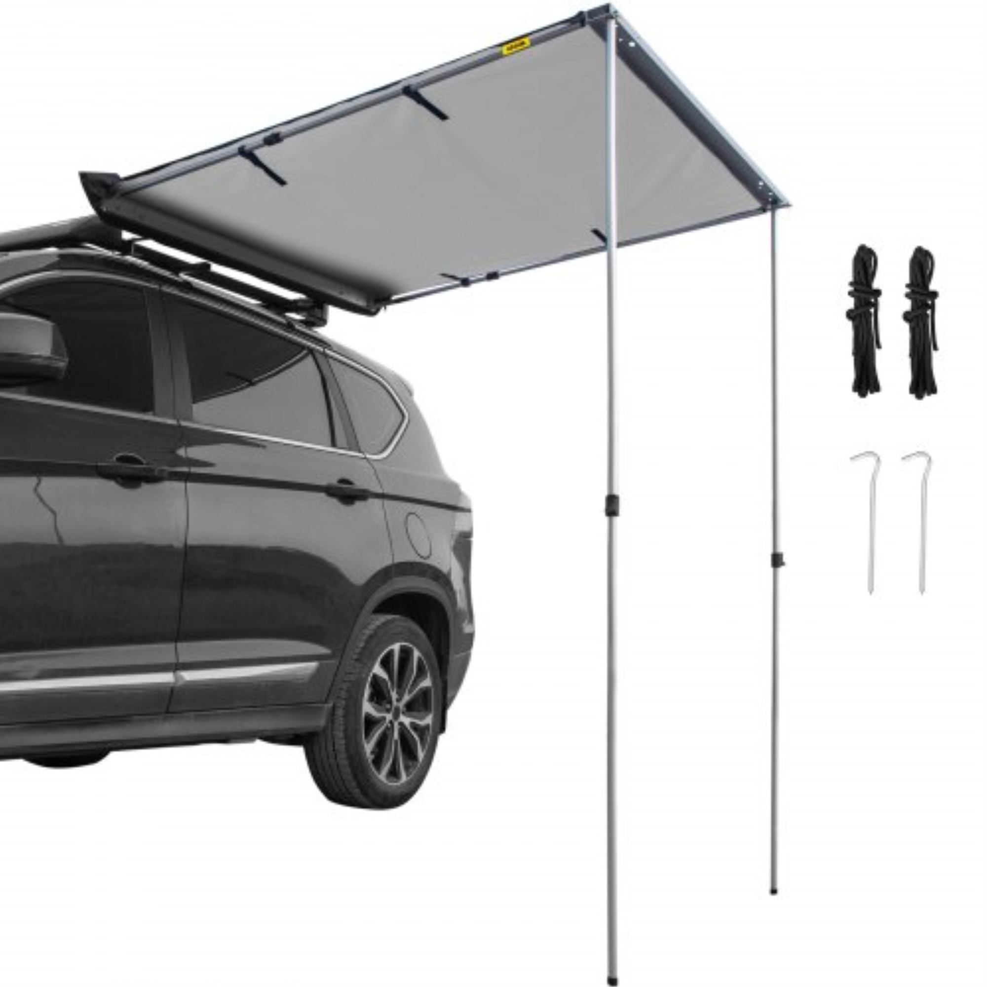 VEVOR Car Side Awning, 4.6'x6.6', Pull-Out Retractable Vehicle Awning Waterproof UV50+, Telescoping Poles Trailer Sunshade Roo