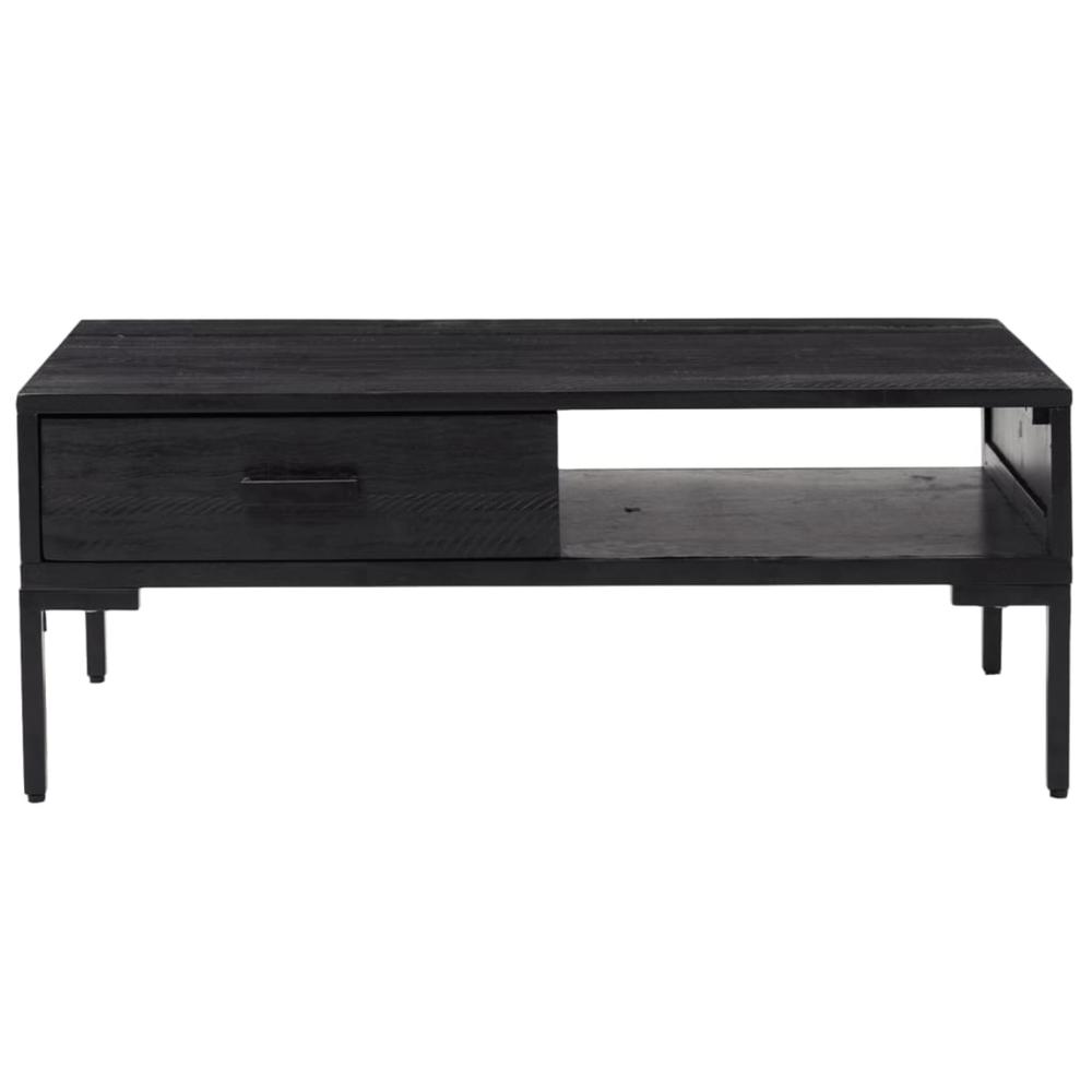 vidaXL Coffee Table Black 35.4"x19.7"x13.8" Solid Wood Pine 349930