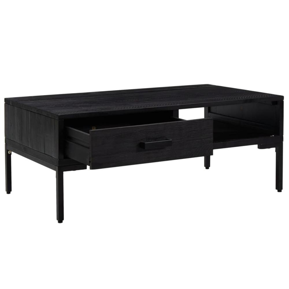 vidaXL Coffee Table Black 35.4"x19.7"x13.8" Solid Wood Pine 349930