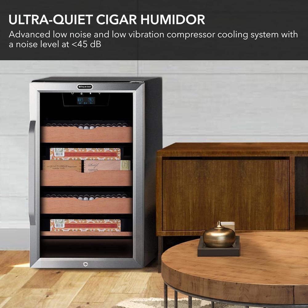 Whynter 4.2 cu.ft. Cigar Cabinet Cooler and Humidor with Humidity Temperature Control and Spanish Cedar Shelves