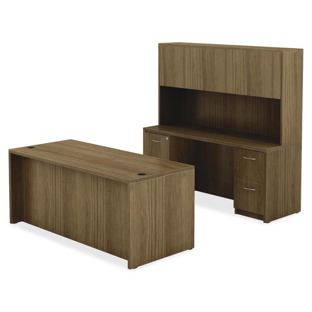 Lorell Chateau Series Walnut Laminate Desking - 70.9" x 35.4"30" Desk, 1.5" Top - Reeded Edge - Material: P2 Particleboard - F