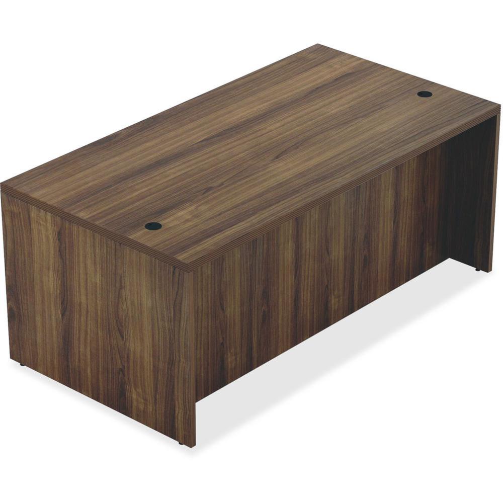 Lorell Chateau Series Walnut Laminate Desking - 70.9" x 35.4"30" Desk, 1.5" Top - Reeded Edge - Material: P2 Particleboard - F
