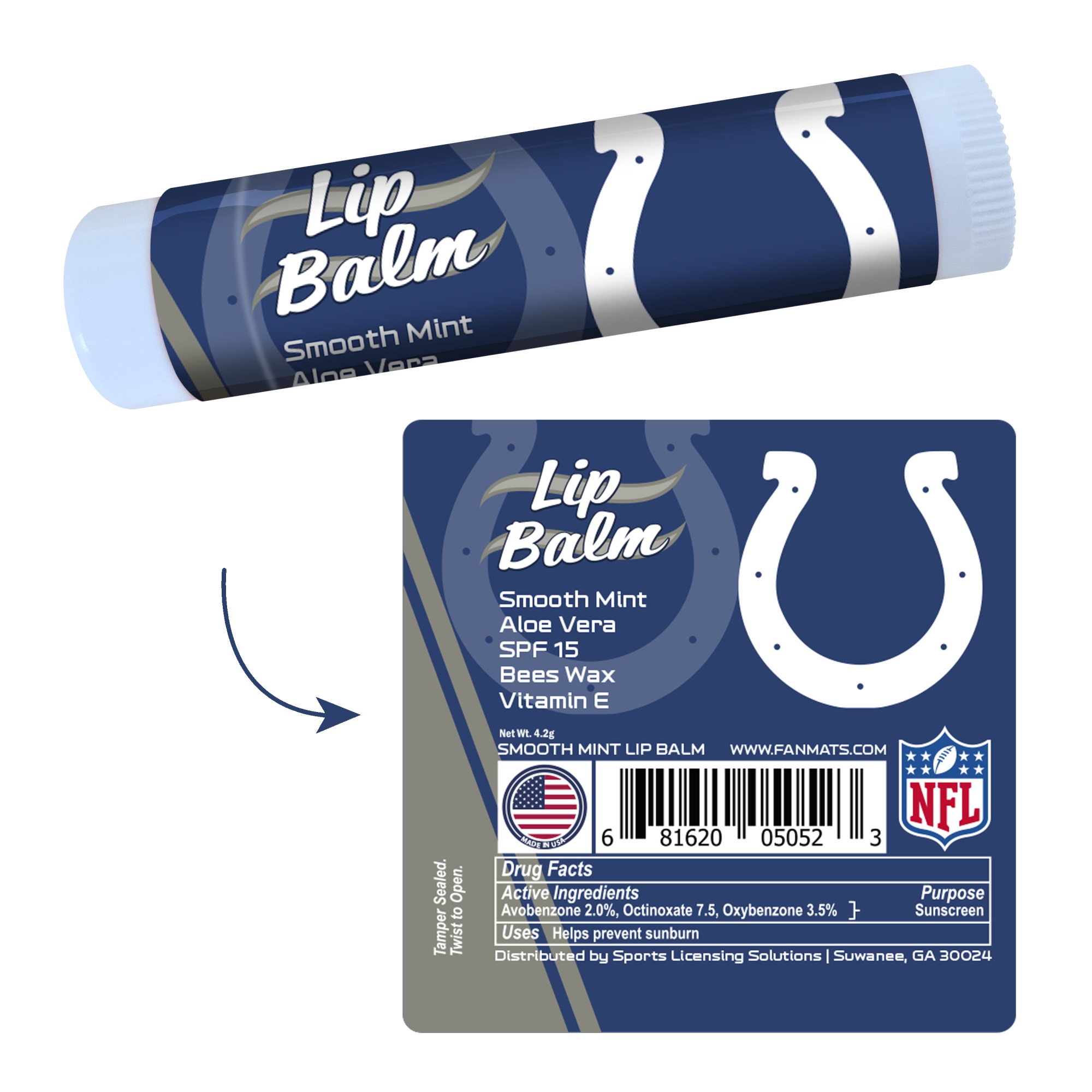 Fanmats Indianapolis Colts Smooth Mint SPF 15 Lip Balm