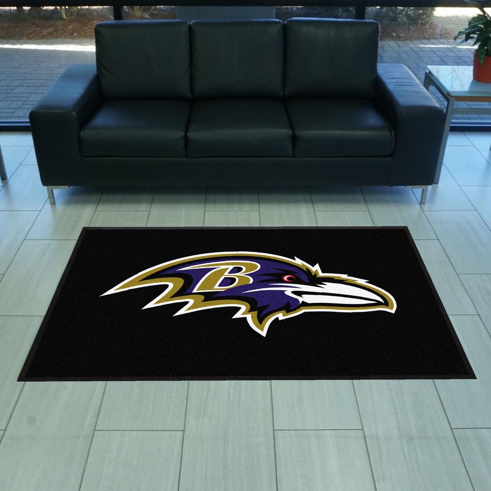 Fanmats Baltimore Ravens 4X6 High-Traffic Mat with Durable Rubber Backing - Landscape Orientation