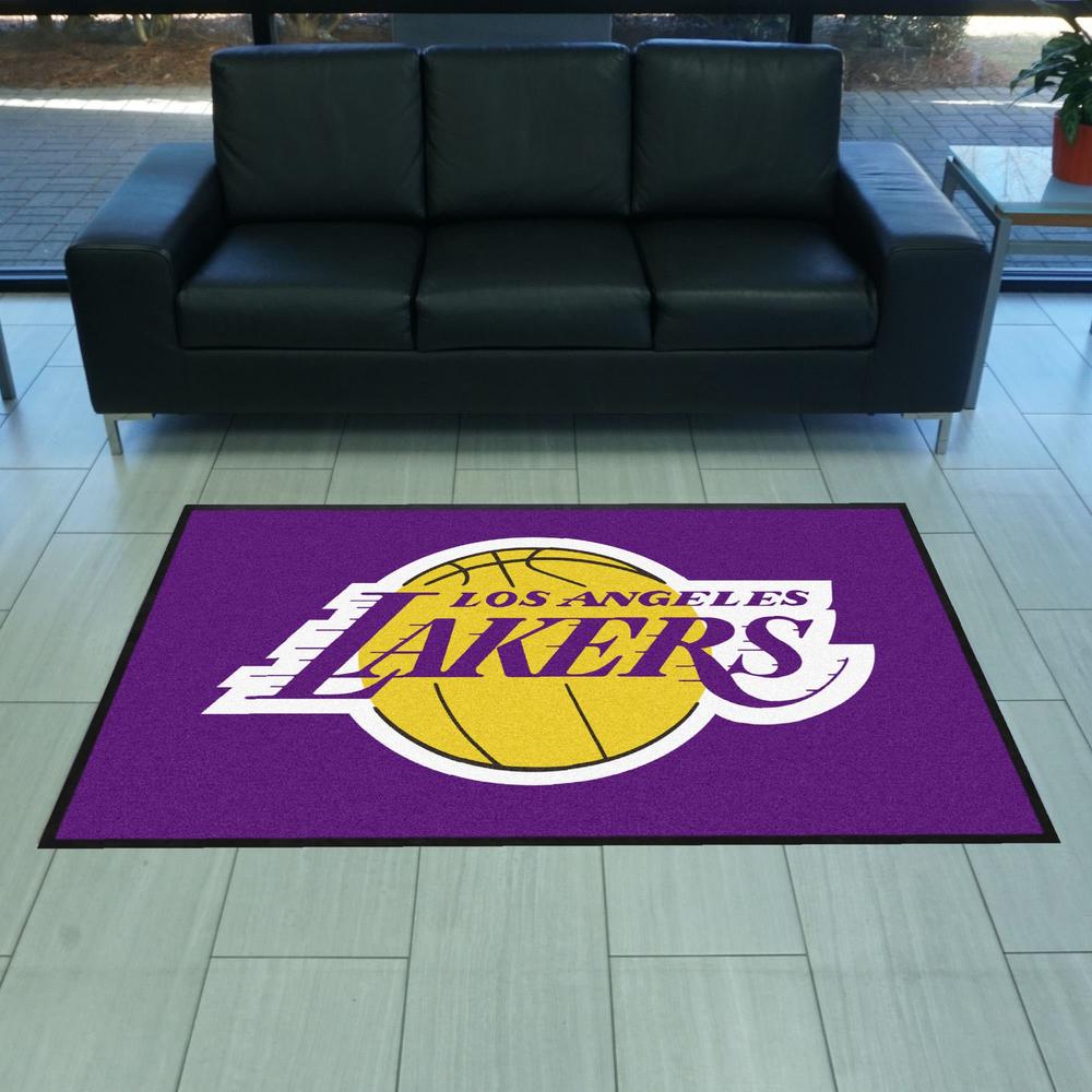 Fanmats Los Angeles Lakers 4X6 High-Traffic Mat with Durable Rubber Backing - Landscape Orientation