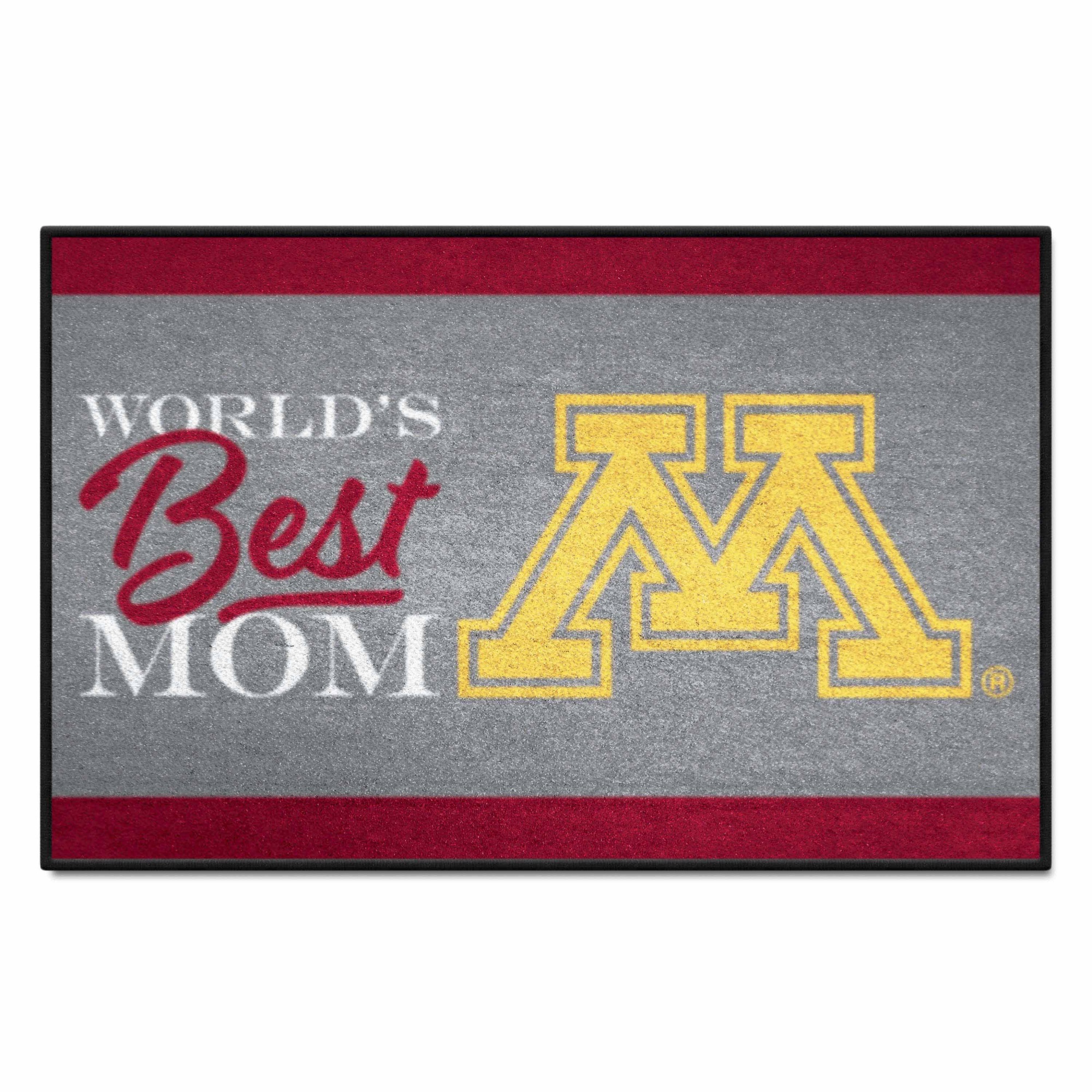 Fanmats 34556 19 x 30 in. Minnesota Golden Gophers Worlds Best Mom Starter Mat Accent Rug&#44; Gray