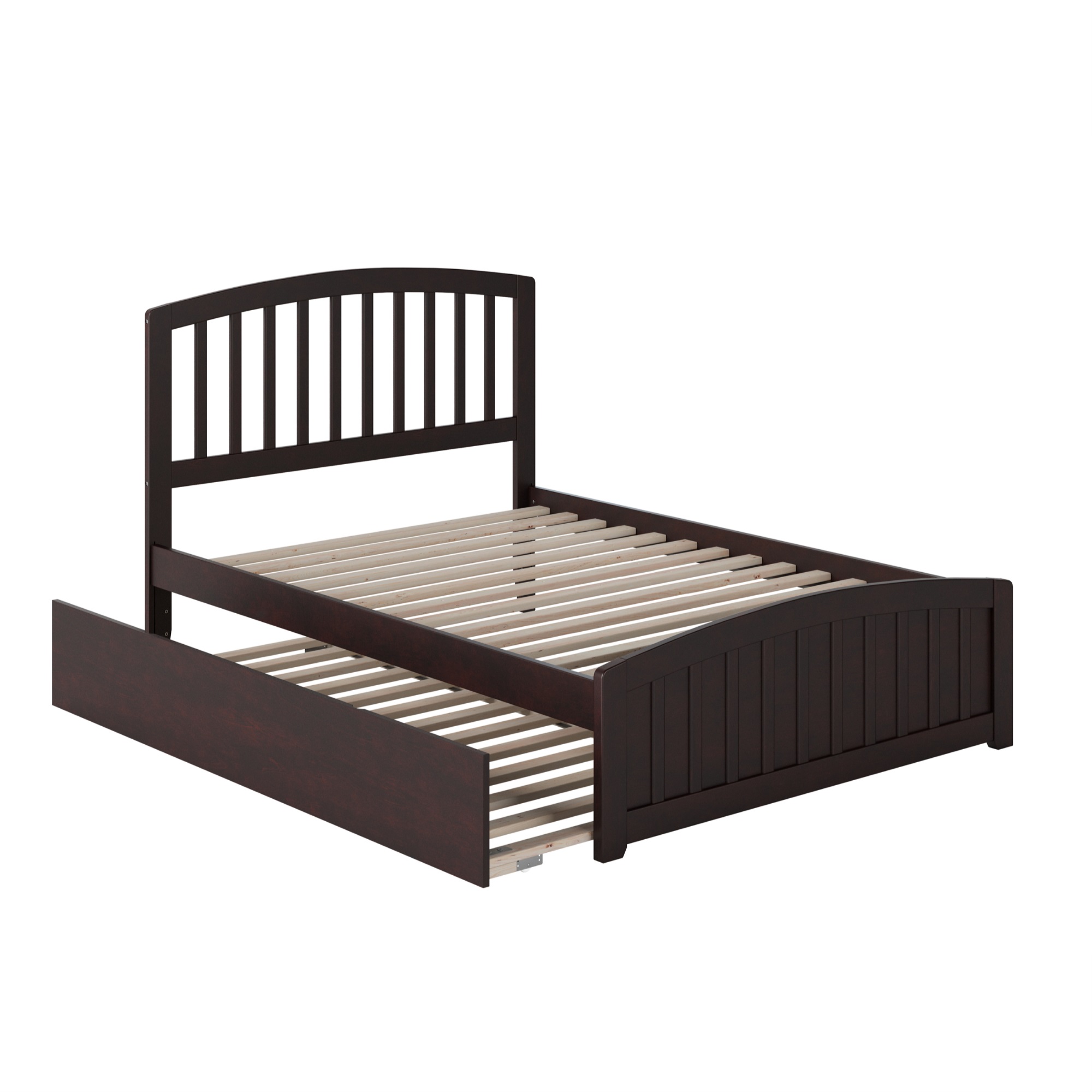 Atlantic Richmond Full Platform Bed with Matching Foot Board with Twin Size Urban Trundle Bed in Espresso
